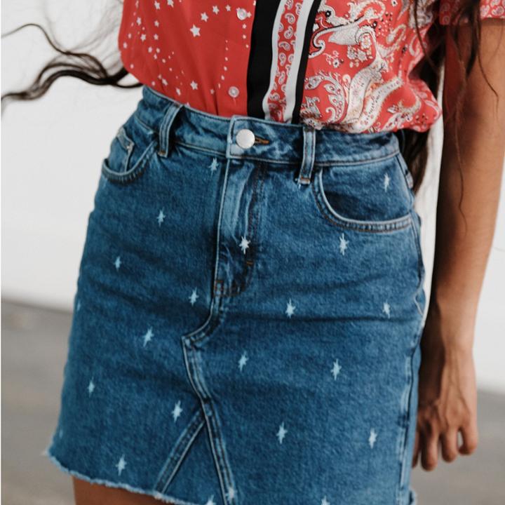 Maje Washed Straight-cut Denim Skirt