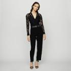 Maje Jumpsuit In Crepe And Lace