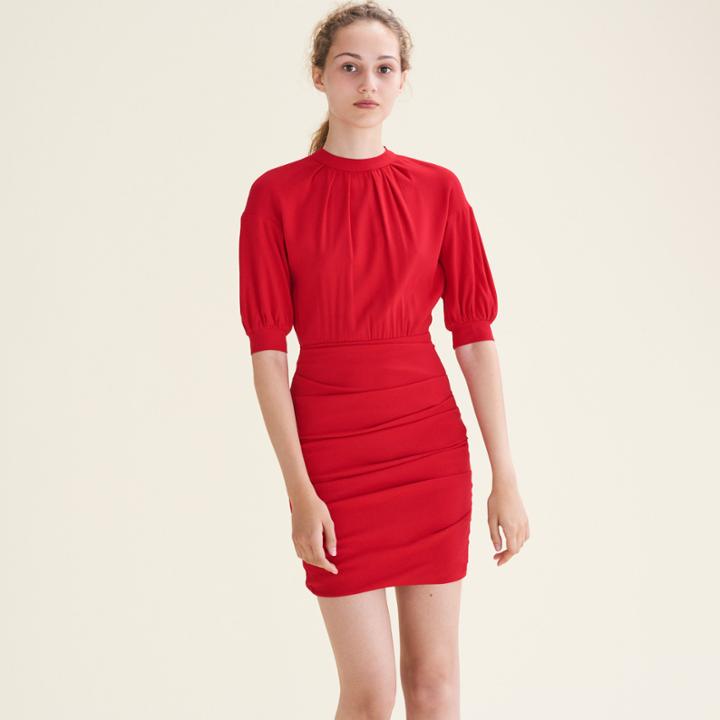 Maje Draped Dual-material Dress