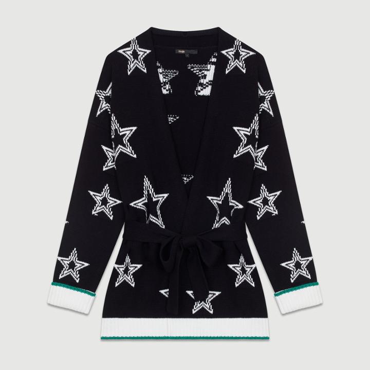 Maje Oversize Jacket In Bicolor Knit