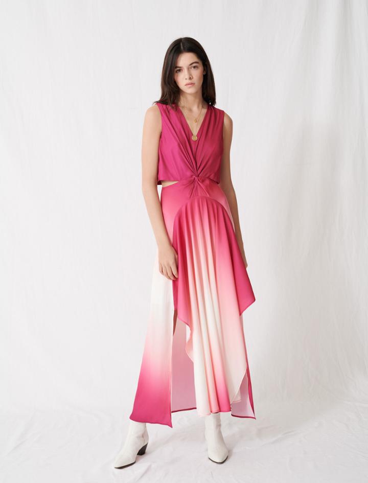 Maje Ombre Satin Scarf Dress