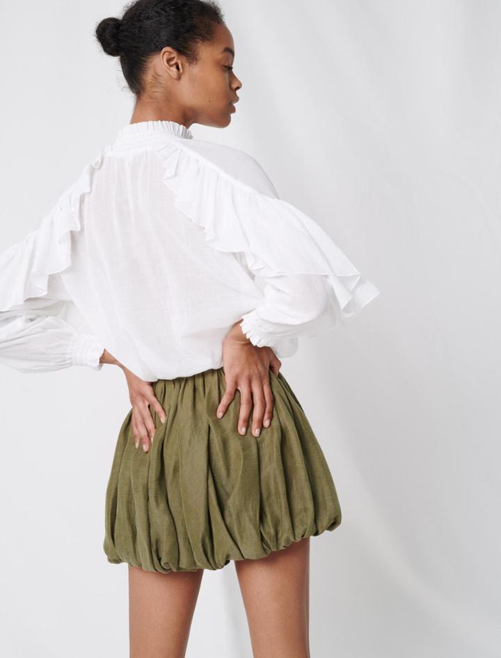 Maje Cool Cotton Blouse With Ruffles