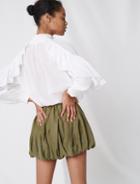 Maje Cool Cotton Blouse With Ruffles