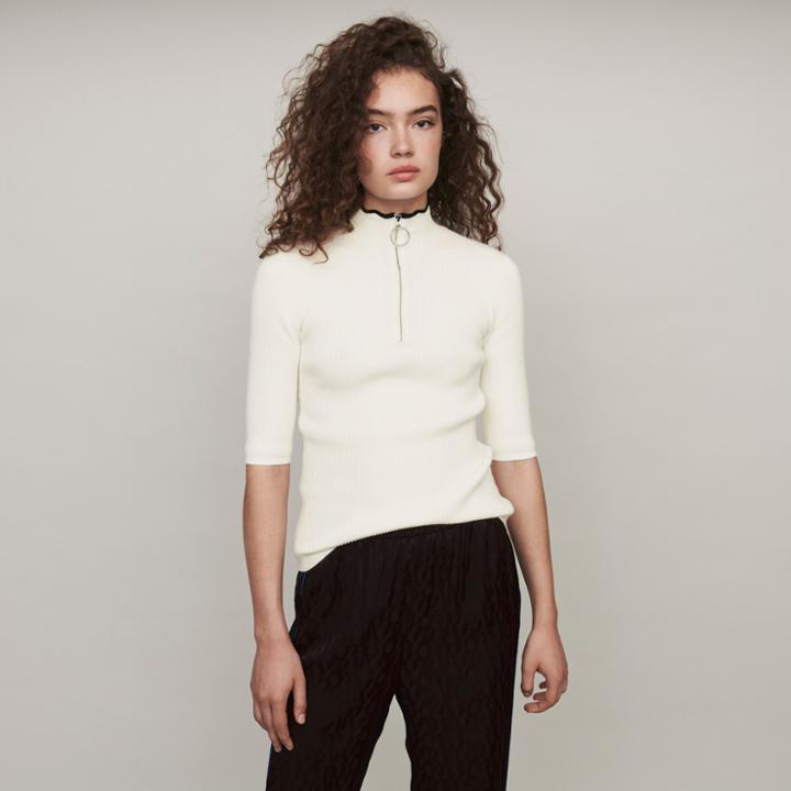 Maje Zipped Light Polo Sweater