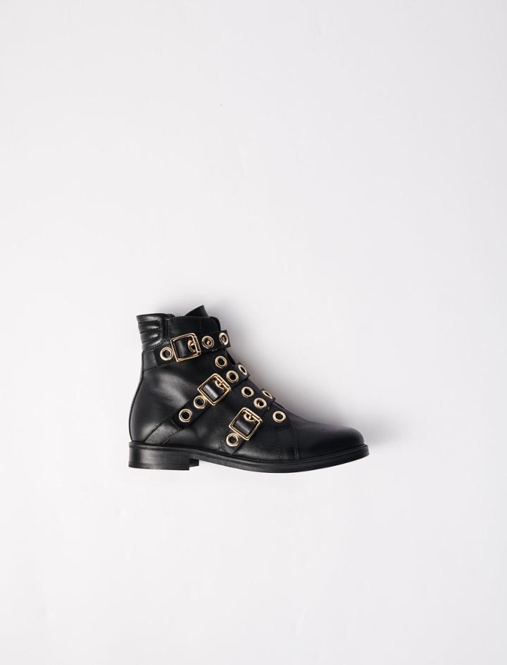 Maje Multi-strap Flat Boots With Eyelets