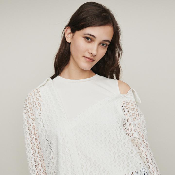 Maje Layered Shirt In Geometric Guipure
