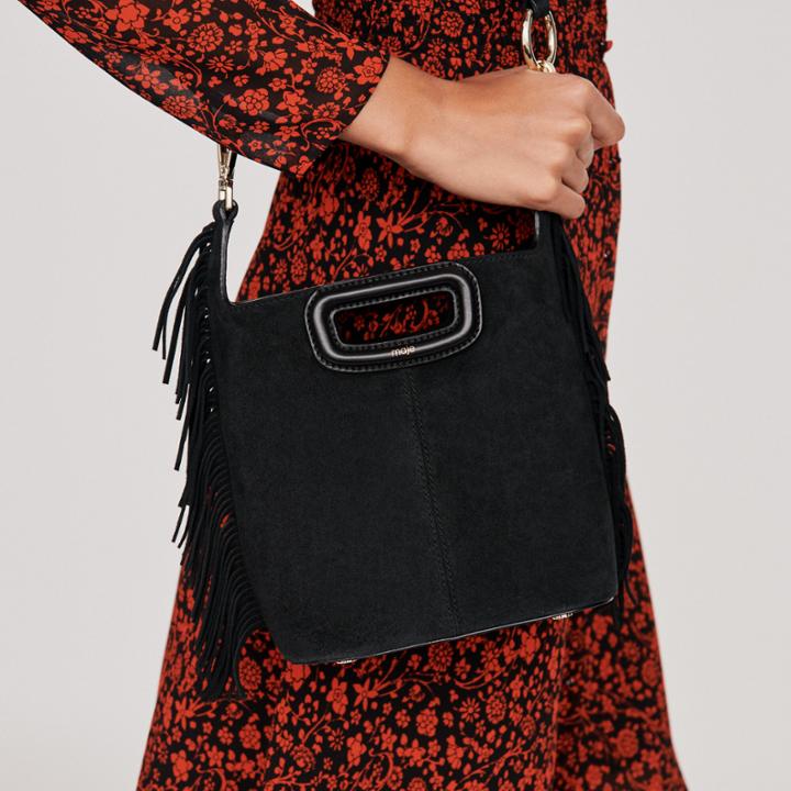 Maje Suede Fringe M Bucket Bag