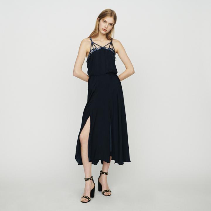 Maje Midi Dress With Rhinestones