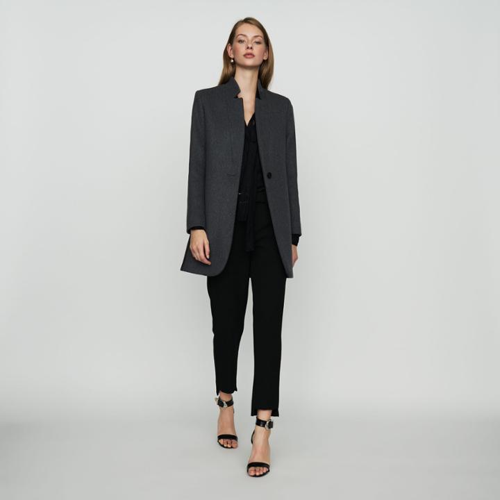Maje Straight Coat With Satin Borders
