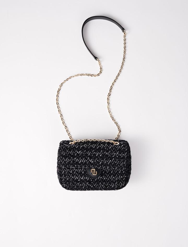 Maje Tweed And Chain Mini Bag With Flap