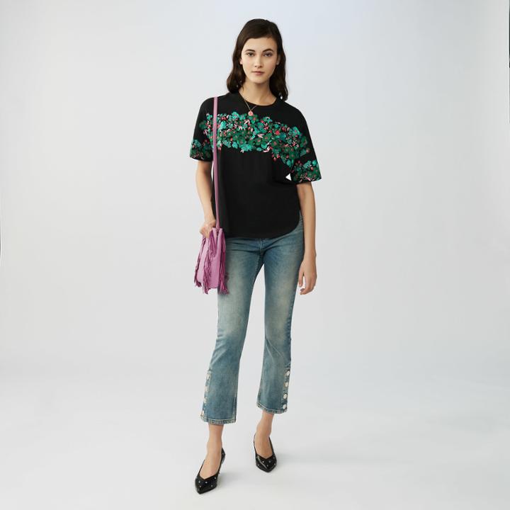 Maje Oversized Embroidered Cotton T-shirt