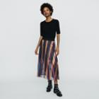 Maje Pleated And Iridescent Long Skirt