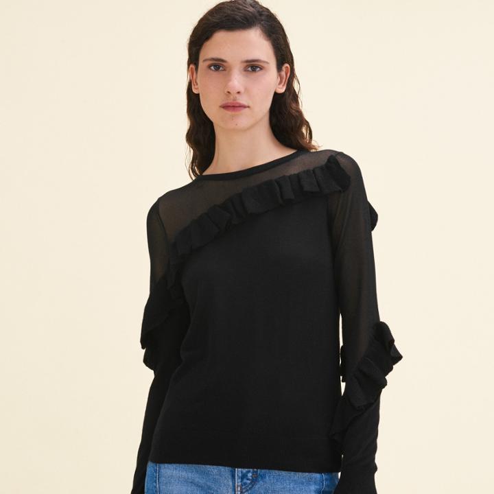 Maje Fine Jumper With Frills