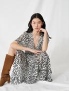 Maje Long Lurex Jacquard Zebra-print Dress