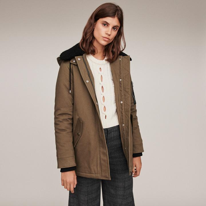 Maje Shearling Parka With Collar