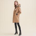 Maje Long Coat In Wool And Cashmere