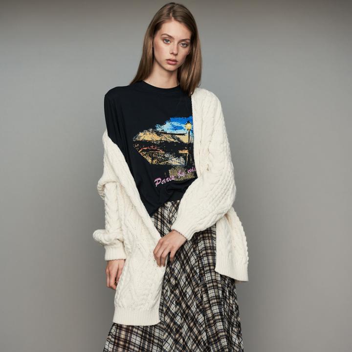 Maje Oversize Cardian In Twisted Mesh Knit