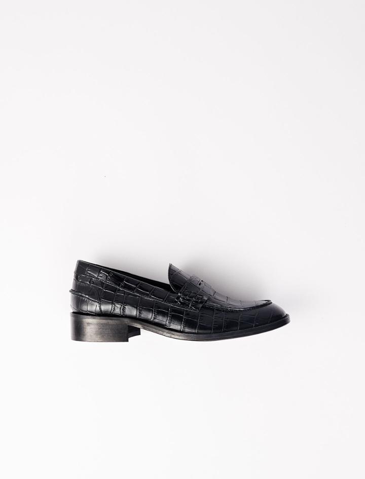 Maje Crocodile-effect Calfskin Loafers
