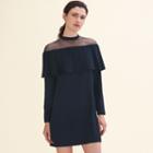 Maje Dress With Crepe Pleated Frill