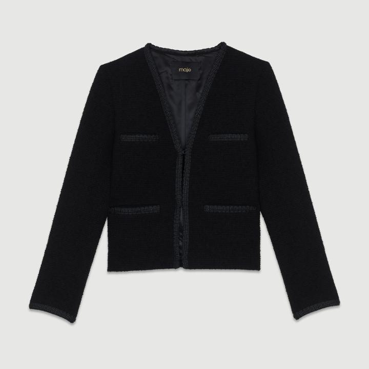 Maje Cropped Jacket In Terry