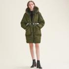 Maje Long Down Jacket With Fur