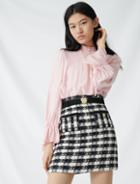 Maje Tweed-style Skirt With Monogrammed Belt