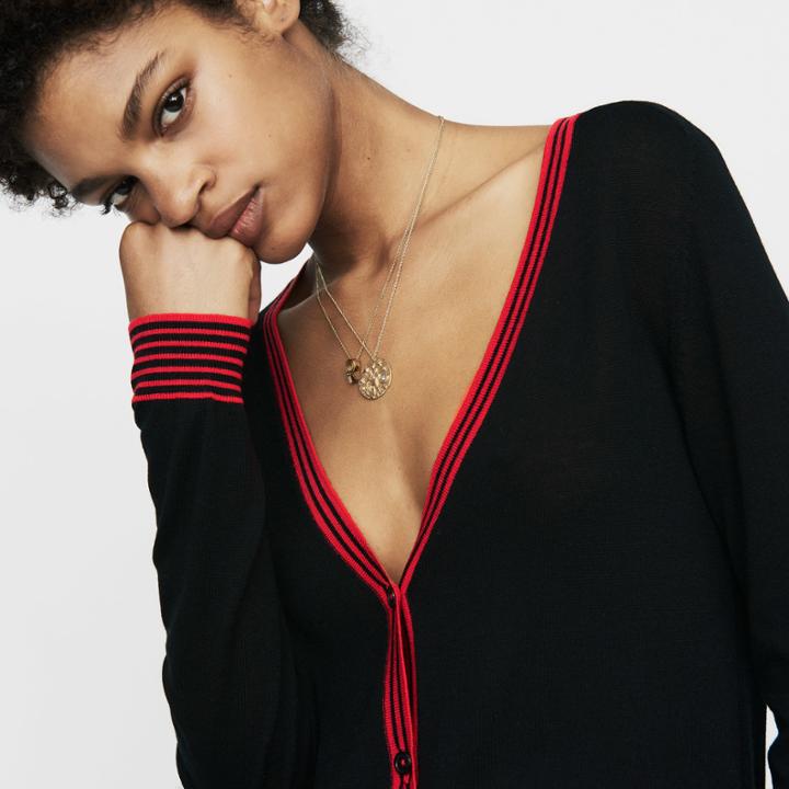 Maje Fine Knit Merino Wool Cardigan