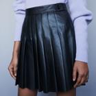 Maje Pleated Leather Skirt