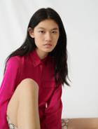 Maje Fuchsia Silk Satin Shirt