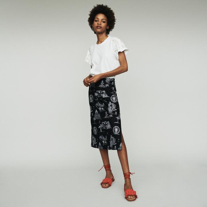 Maje Midi Skirt In Embroidered Crepe