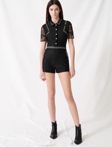 Maje Playsuit With Lace And Eyelets