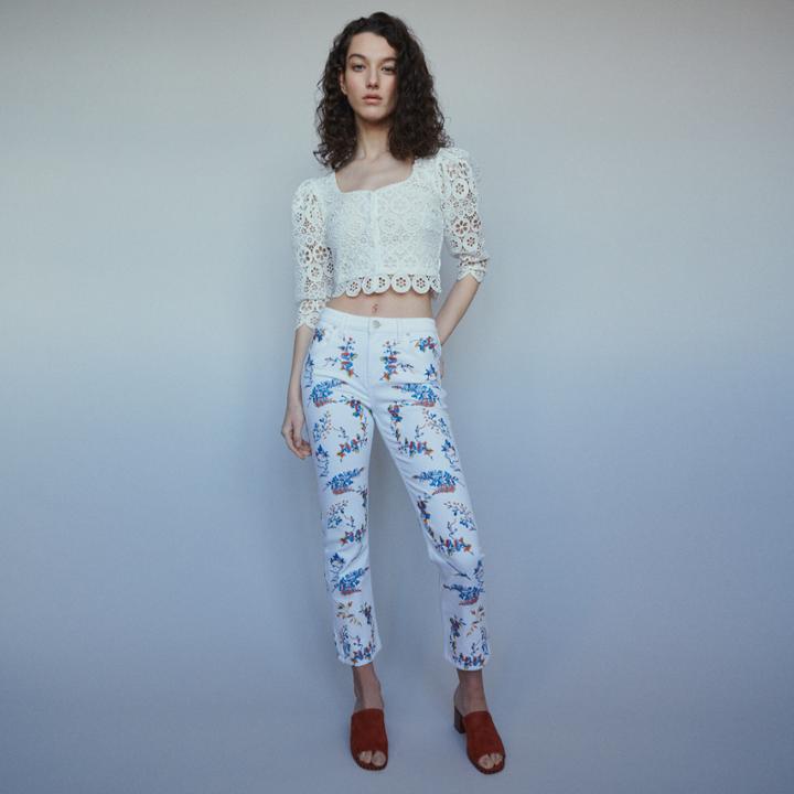 Maje Straight Embroidered Jeans