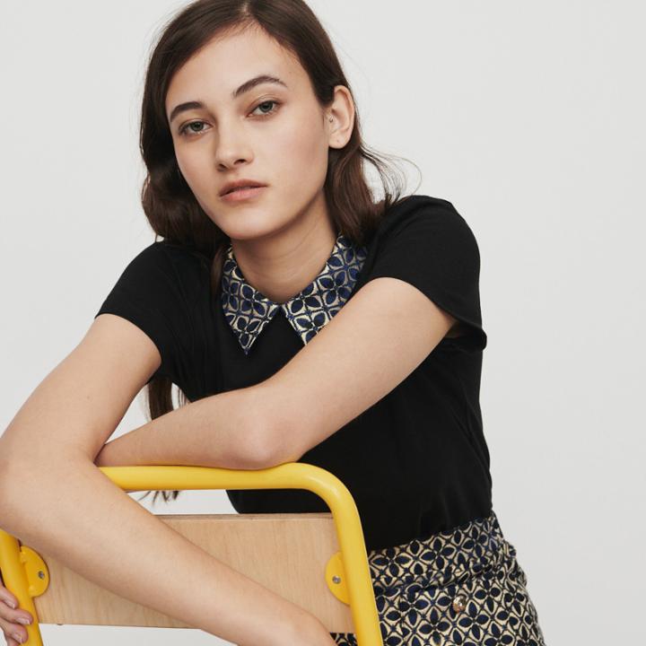 Maje Top With Jacquard Collar