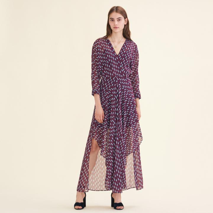 Maje Long Dress With Graphic Print