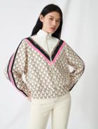 Maje Zip-up Sweatshirt With All-over Monogram
