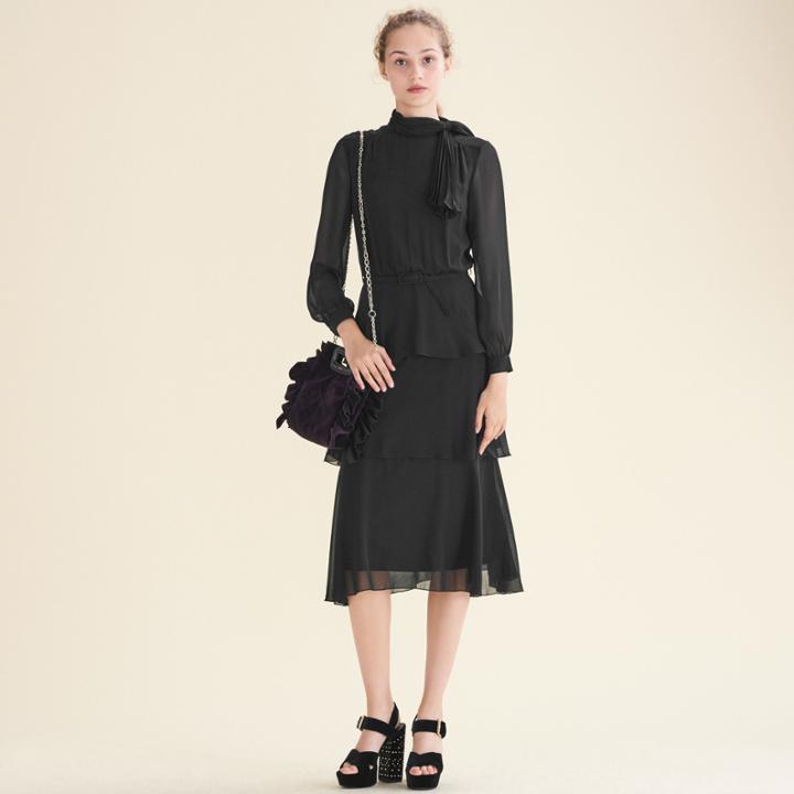 Maje Flowing Frilled Dress
