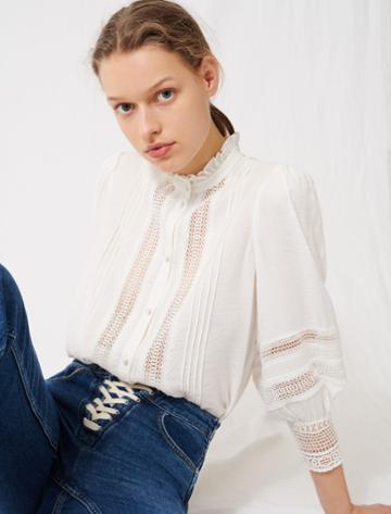 Maje Romantic Cotton And Lace Shirt