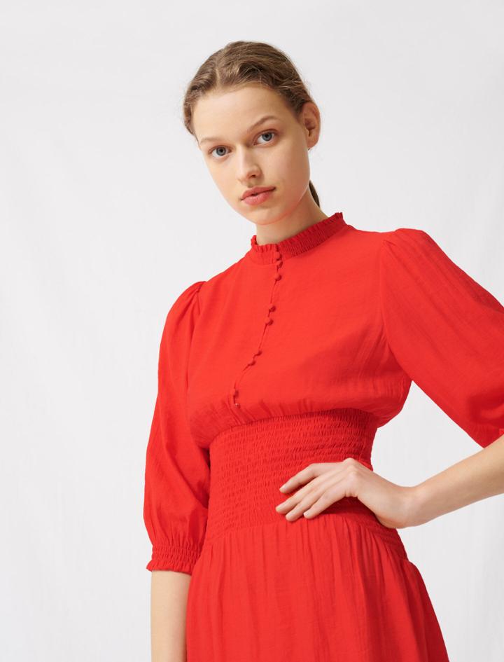 Maje Mid-length Smocked Red Dress