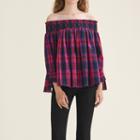 Maje Checked Off-the-shoulder Top