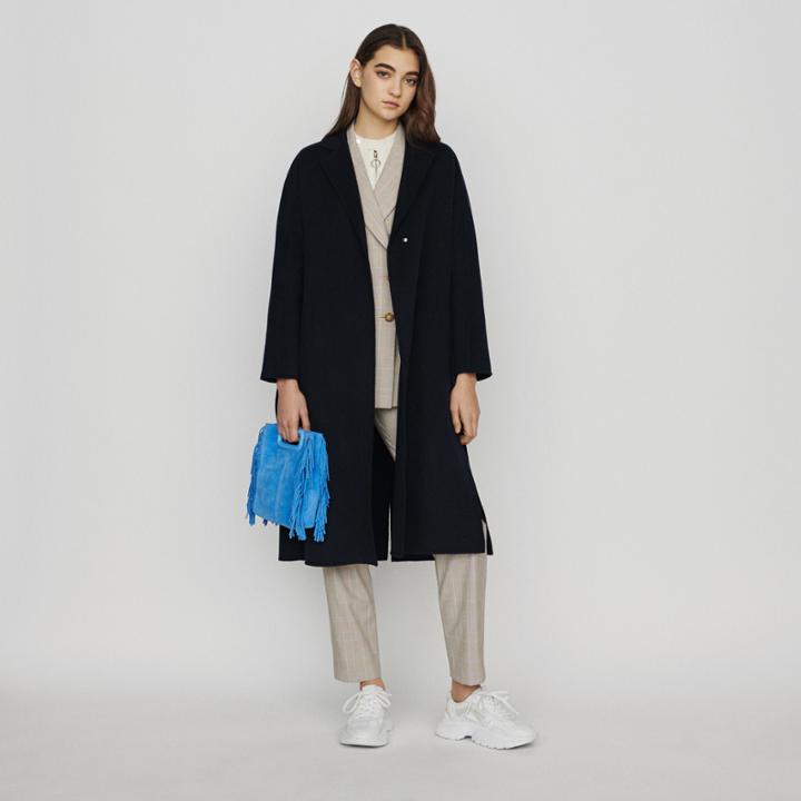 Maje Double-face Wool Coat With Belt