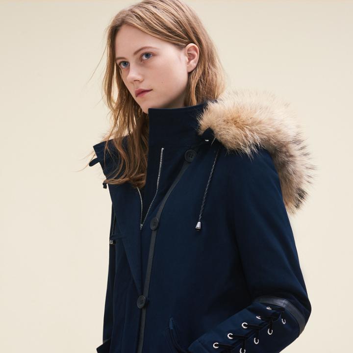 Maje Cropped Parka With Laced Detail