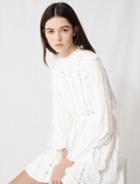 Maje White Dress With Broderie Anglaise