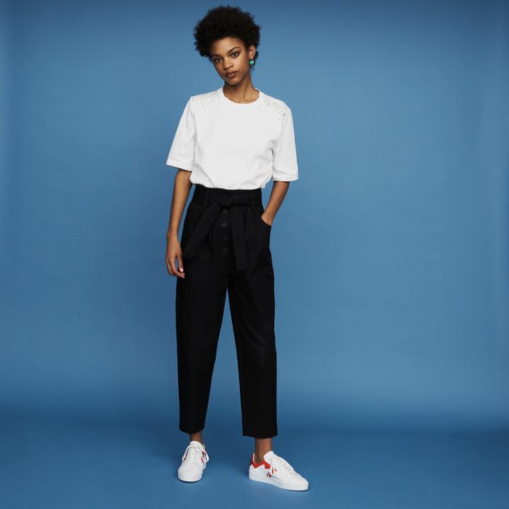 Maje Cotton T-shirt With Pearl Detailing