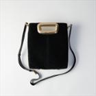 Maje Suede And Goldtone Metal M Skin Bag