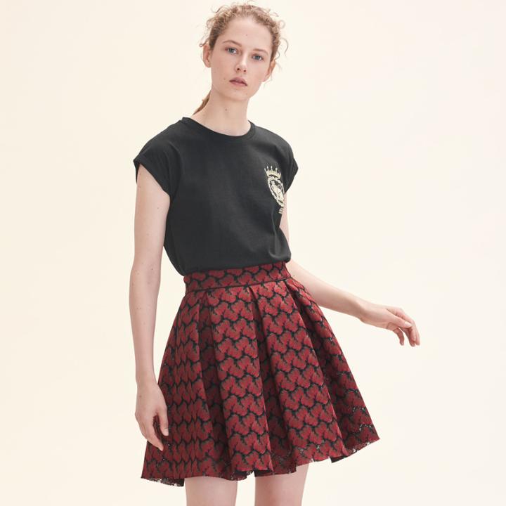 Maje Bonded Lace Skater Skirt