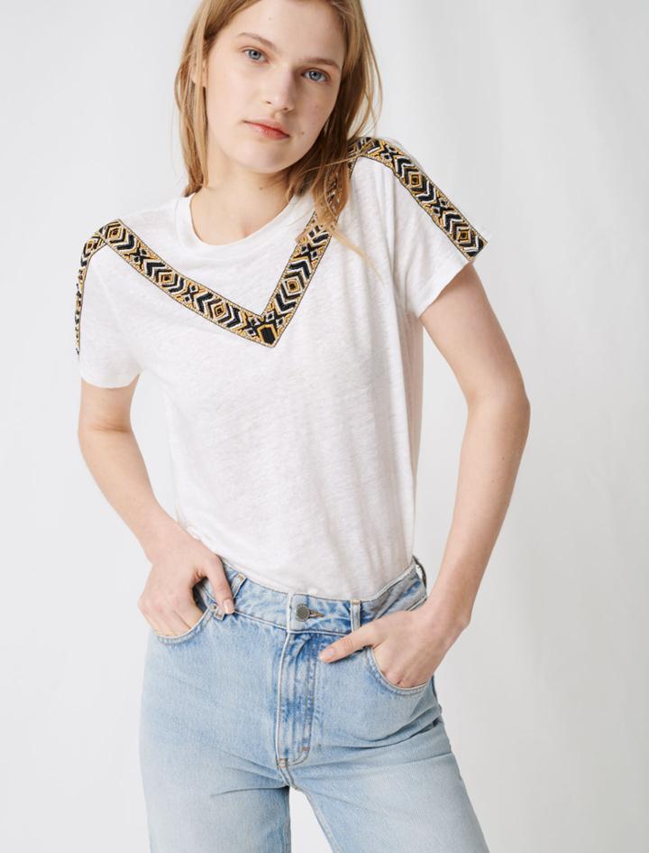 Maje White T-shirt With Tied Back