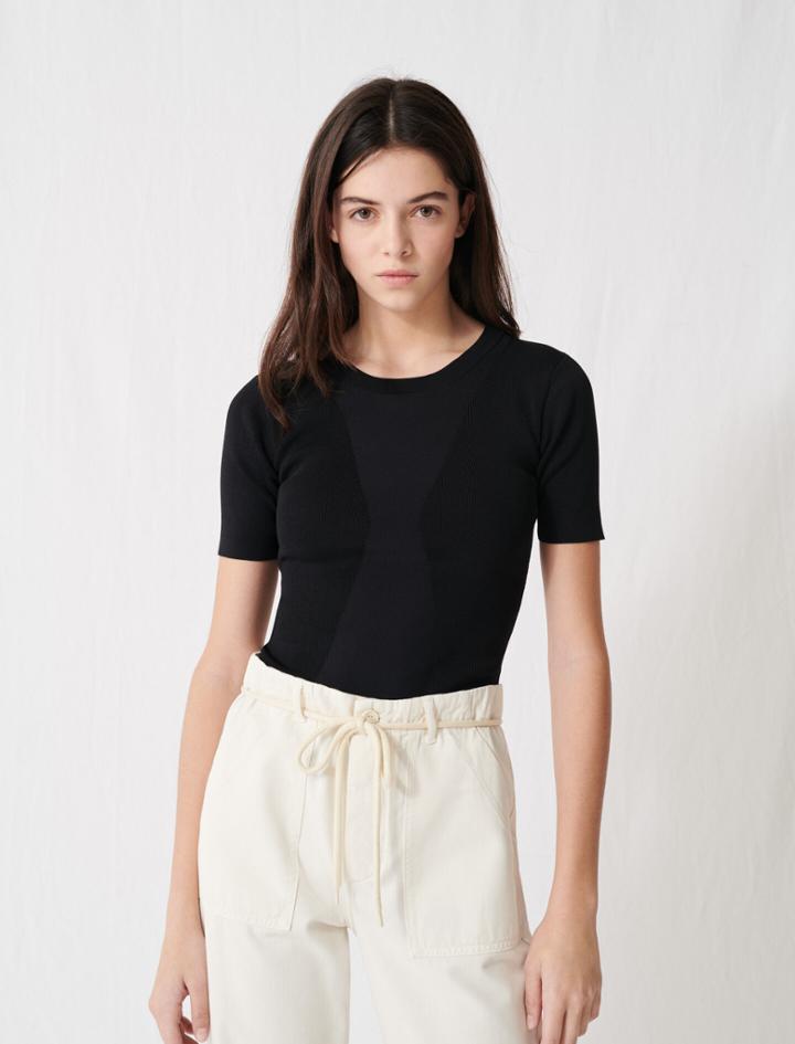Maje Charcoal Black Short-sleeved Jumper