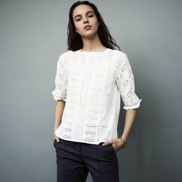 Maje Embroidered Cotton Top