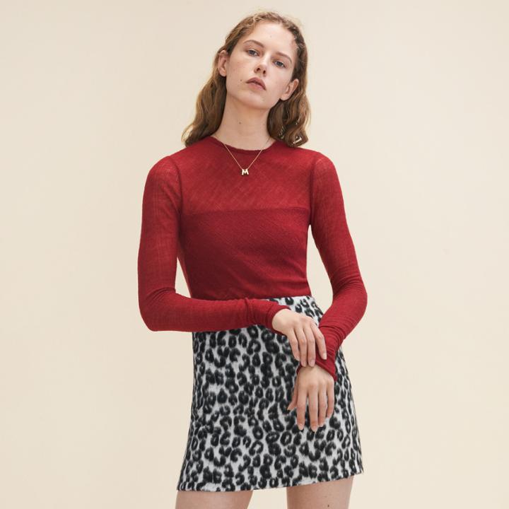 Maje Fitted Top In Wool Muslin