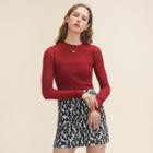 Maje Fitted Top In Wool Muslin